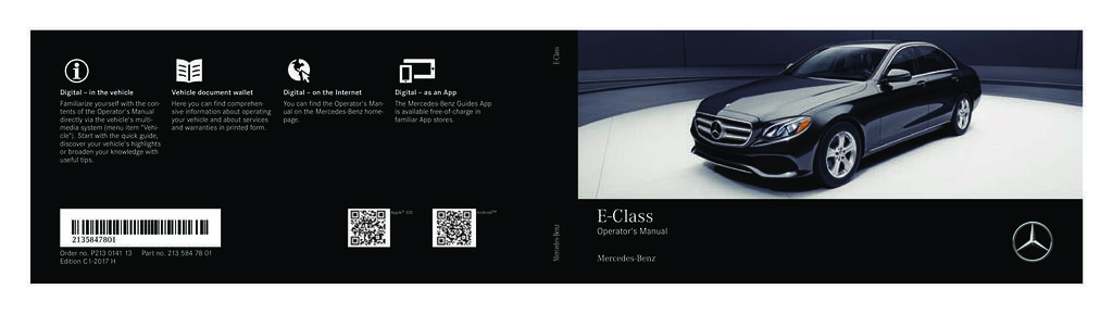 Mercedes W213 Owner's Manual